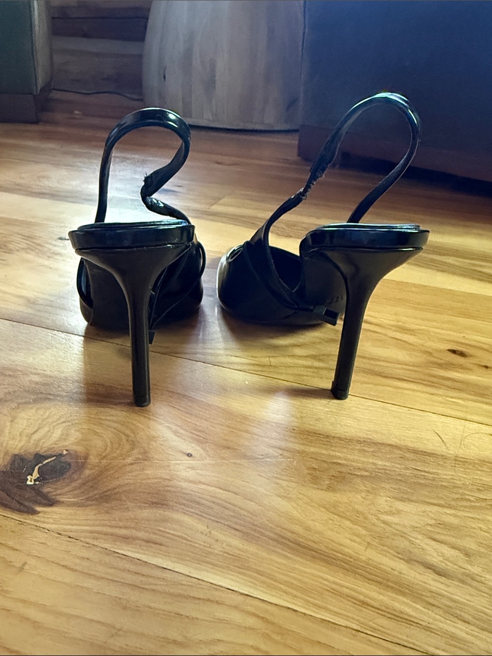Zara Black Pointed Slingback Heels - Picture 3 of 5